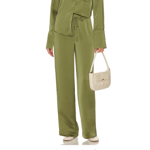 Song of Style Revolve Tevis Green Silk Pant - Picture 3 of 6